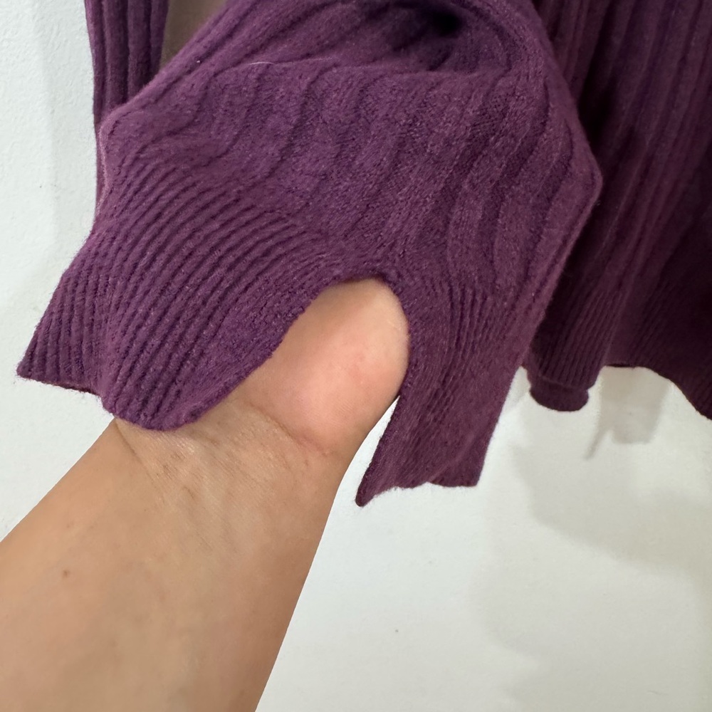 LOFT Deep Purple Ribbed Cardigan - Picture 6 of 8